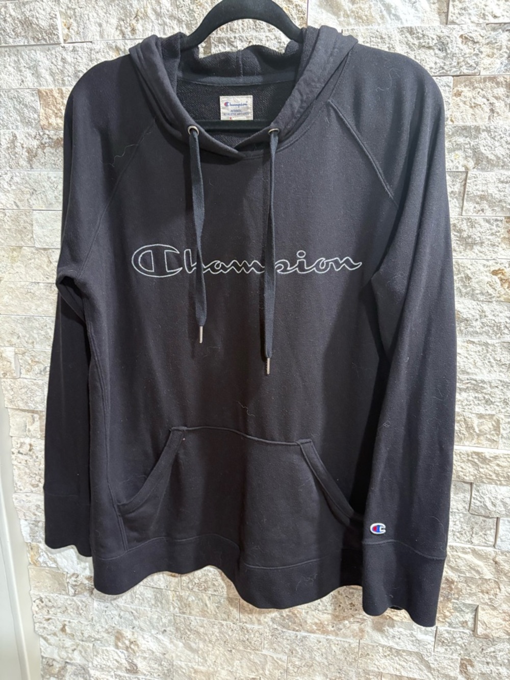 Champion Black Pullover with Embroidered Logo Tag XL